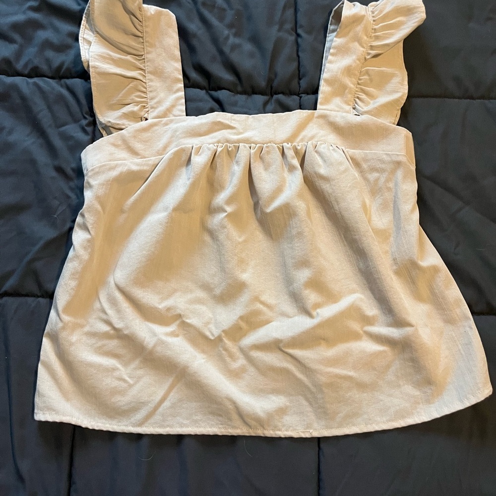Women's Cream Ruffle Strap Top